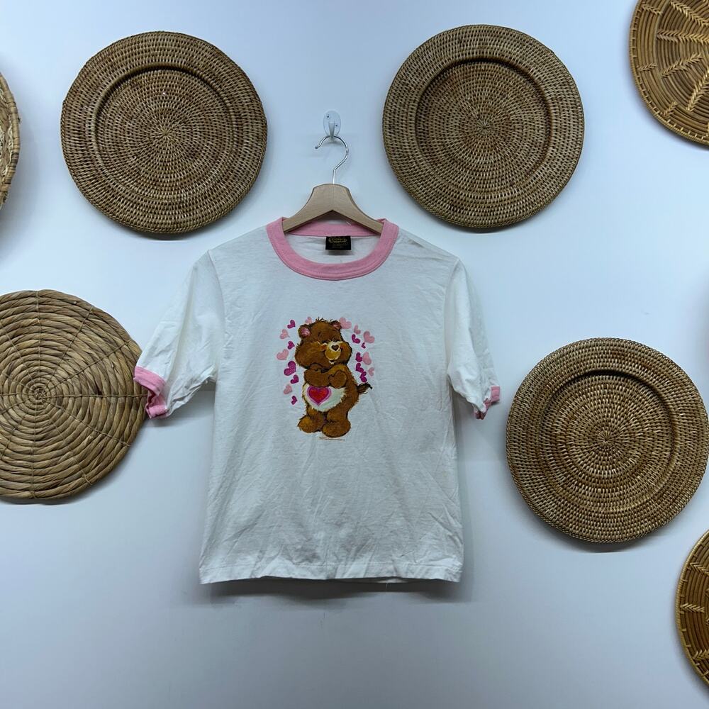 Vintage Y2K 2000s Care Bears Baby Tee Graphic T-Shirt Kids Large White Pink